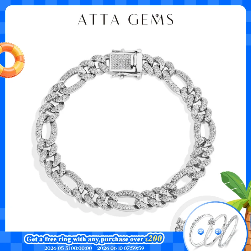 

ATTAGEMS 2025New Full Moissanite Cuba Chain for ManWomen 925 Sterling Silver 18kGold Plated Classic Tennis Bracelet Fine Jewelry