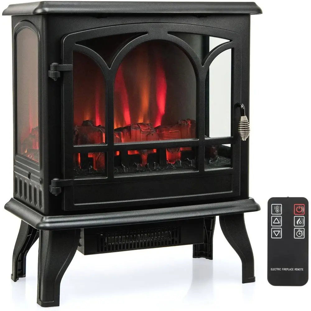 

Портативный электрический камин-обогреватель с 3-сторонним обогревом, 1400 Вт, пульт ДУ, 3 уровня яркости, таймер, защита от перегрева, сертификат CSA, черный