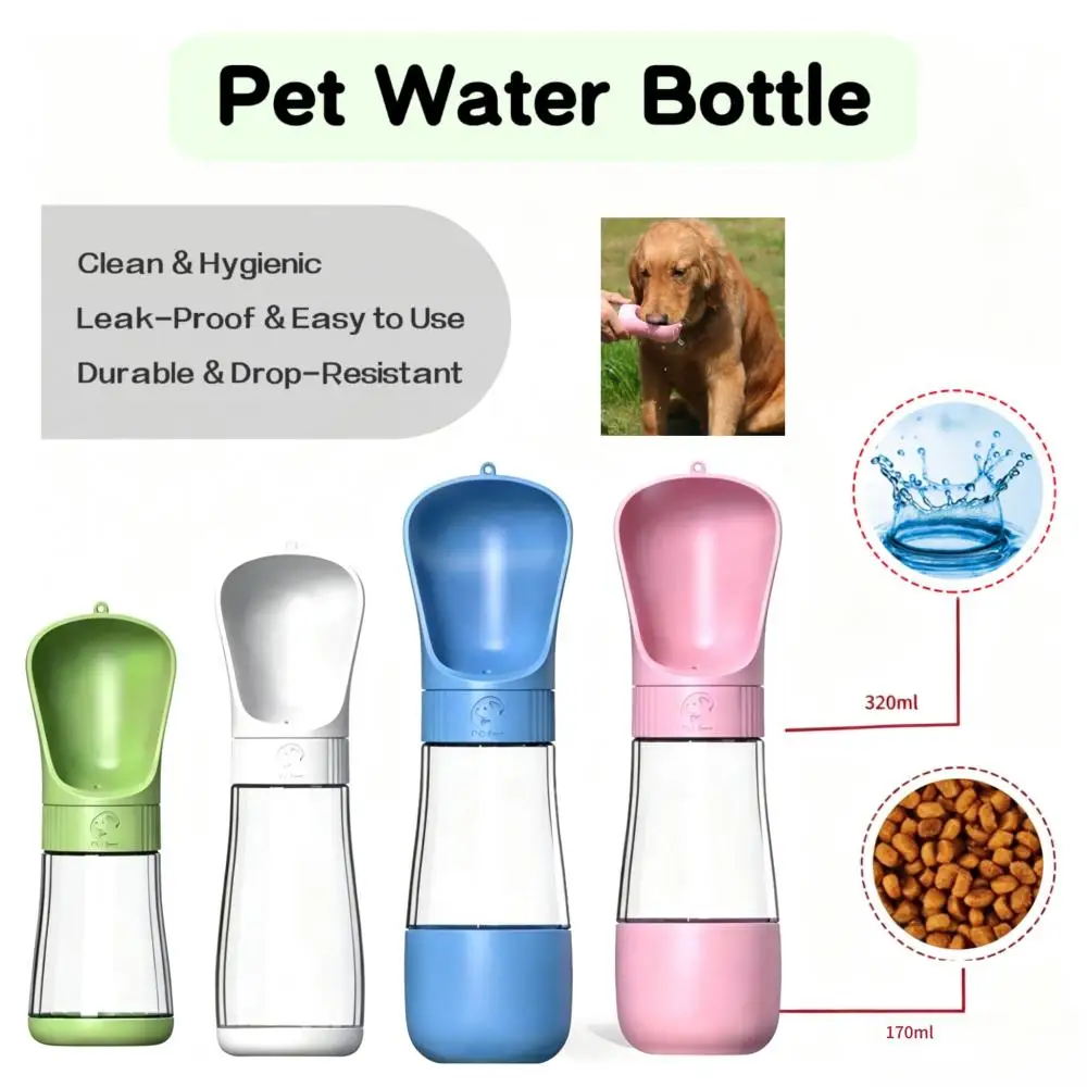 2-in-1 Portable Dog Water Bottle & Food Container Leakproof Travel Dispenser Small Large Dogs Cats Outdoor Pet Essential Gear