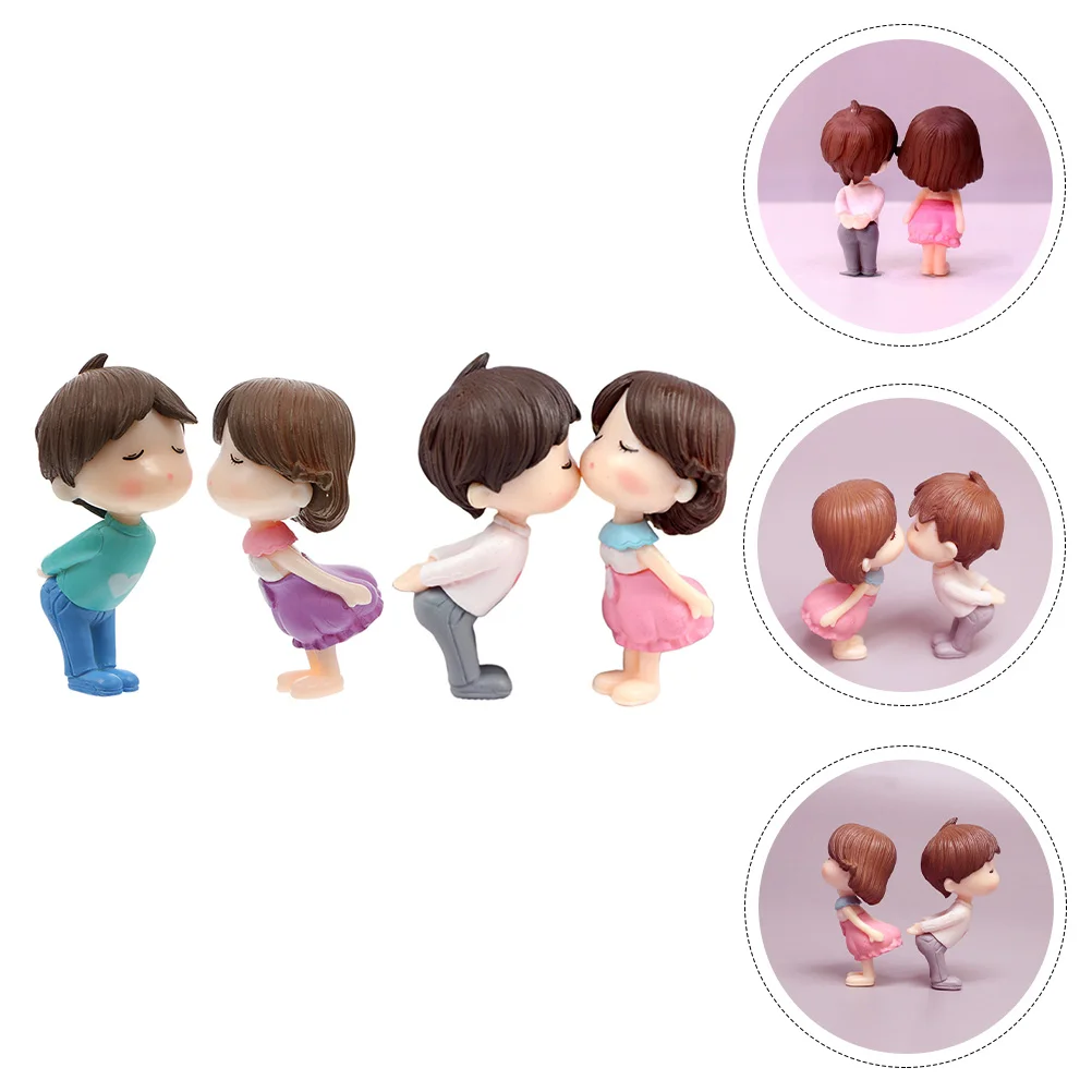 2 Sets Couple Ornaments Figurines Decor Toy House Decorations Adornment Pvc Plastic Micro Landscape Lover Lovers Wedding