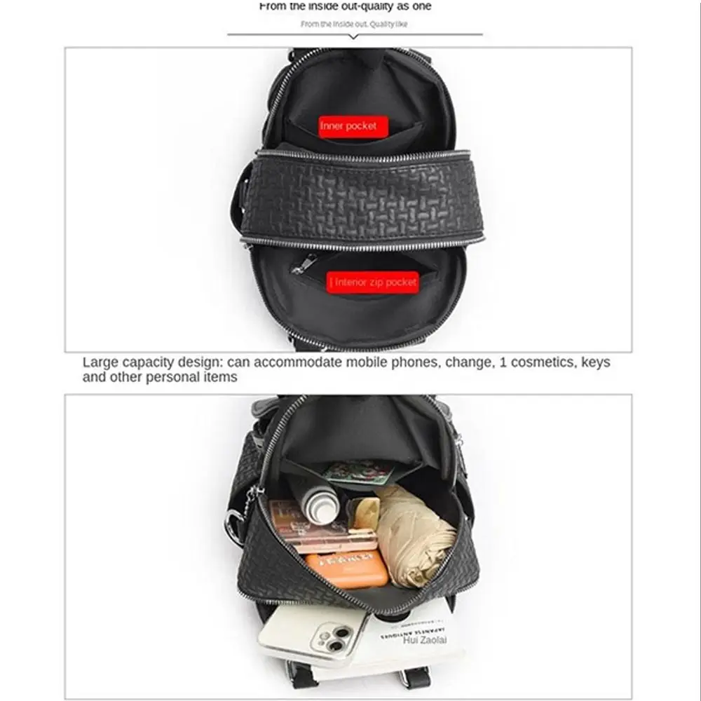 

Casual PU Leather Travel Backpack Large Capacity Elephant Pattern Crossbody Bag Adjustable Strap Multilayer Tote Bag for Women