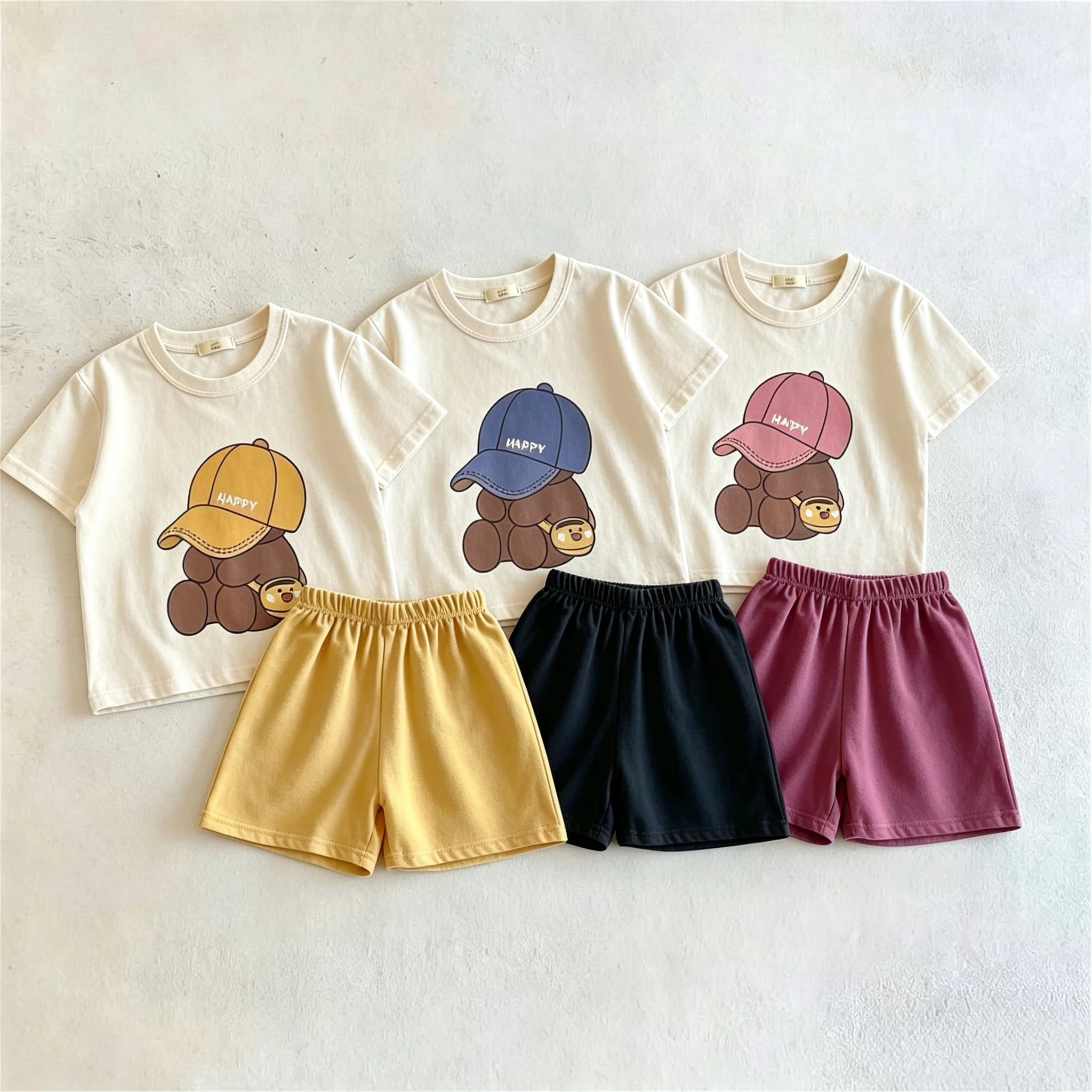 Summer Clothes Children Short Sleeve Suit Simple Fashion Casual Kids Tracksuit 2 Piece Set T-shirt + Shorts Boys Tees Outfits