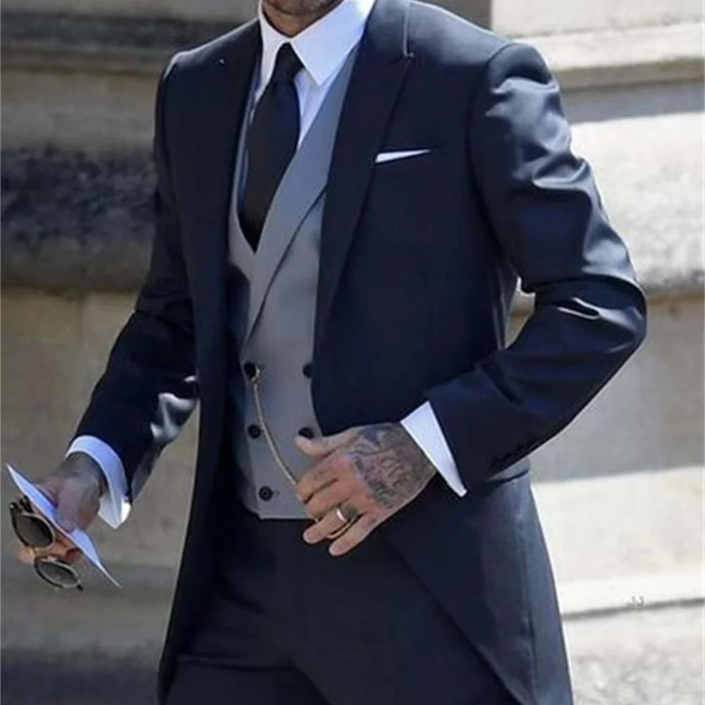 بدلة رجالية بقصة ضيقة بدون إكسسوارات طقم مكون من ثلاث قطع بدلة صدر واحدة معطف رجالي وسراويل رسمية مناسبة للعمل #2