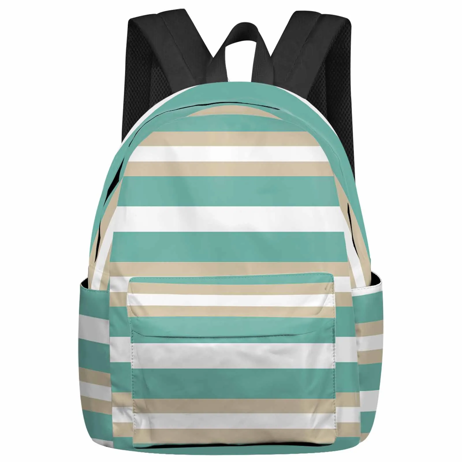 

Ombre Khaki Turquoise Striped Contrast Backpacks Teenagers Student School Bags Men Women Travel Mochila