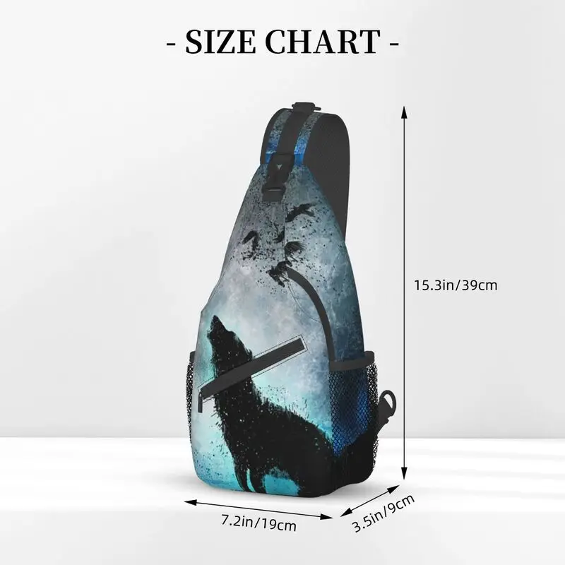 Personalized Midnight Howl Wolf Sling Bag Men Fashion Shoulder Crossbody Chest Backpack Cycling Camping Daypack