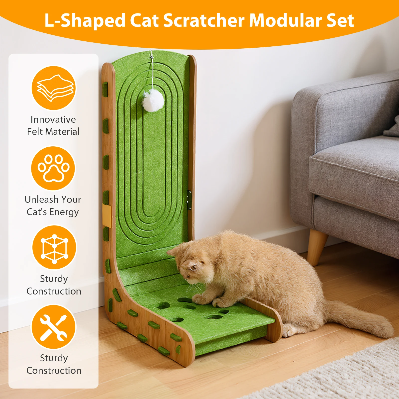 

Когтеточка для кошек, картон высотой 70 см, L-образная форма, вертикальные когтеточки для кошек, домашние когтеточки для кошек, когтеточка для стены и дивана