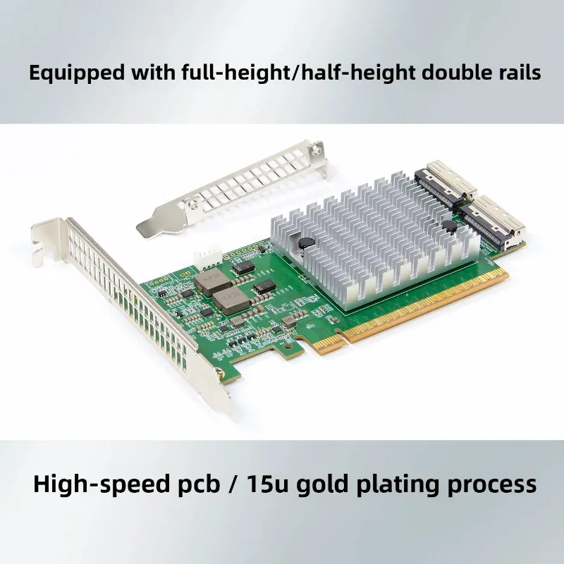 

Network Card SSD U.2 Hard Disk with Adapter PCIe 5.0 / 4.0 Retimer Card MCIO X16/ X8 for GPU Graphics Card Backplane Cable