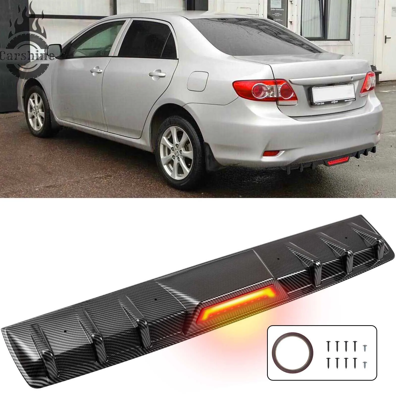 

Задний бампер-диффузор с LED-стоп-сигналом и карбоновым покрытием для Toyota Corolla