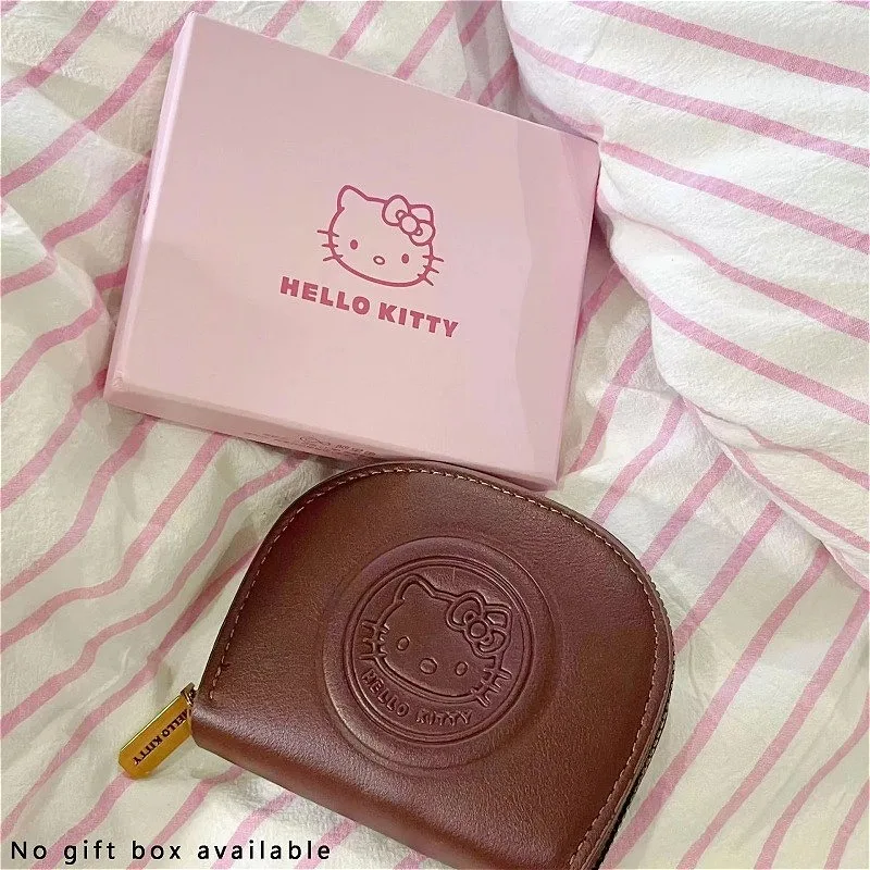 

Kawaii Hello Kitty Card Bags Retro Girls Zipper PU Leather ID Holders Women Gifts Bag Storage Lightweight Carrying Mini Wallet