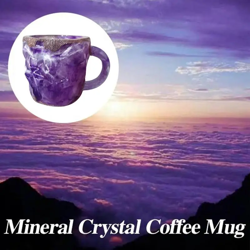 Natural Crystal Amethyst Rose Quartz White Crystal Cup Hand Curved Geode Crystal Tea Coffe Milk Mug Collection Craft Mugs