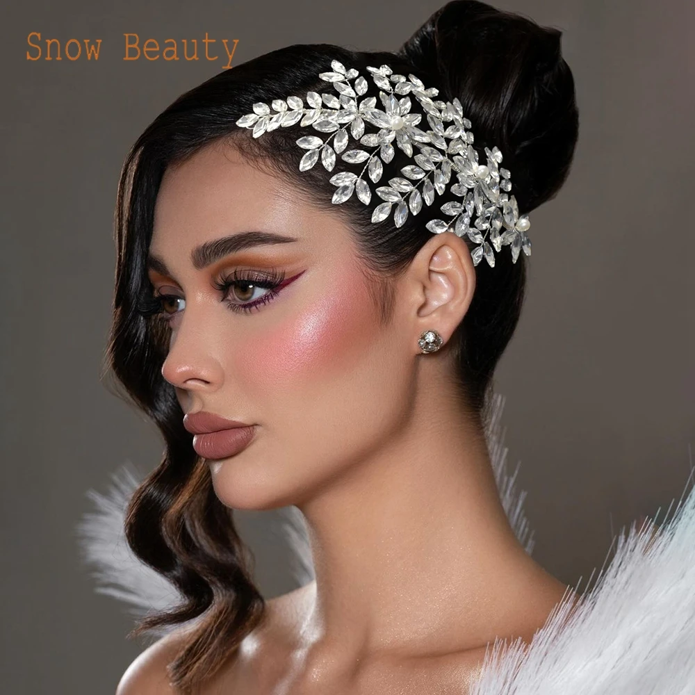 مجوهرات زفاف يدوية الصنع ، إكسسوارات شعر ، ملابس شعر كريستال للزفاف ، رأس حفلة موسيقية فاخرة ، موضة ، DZ128 #4