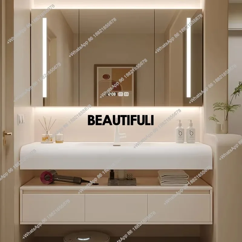 a17 European Wood Bathroom Cabinet Items White Miror Toilet Bathroom Cabinet Full Sets Meuble Salle De Bain Rangement Furniture