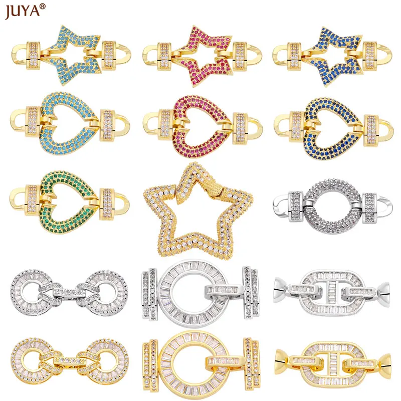 

AAA Cubic Zircon Clasp Lock Hook Fastener Star Heart Charms For Women Luxury Jewelry Making Supplies DIY Handmade Accessories