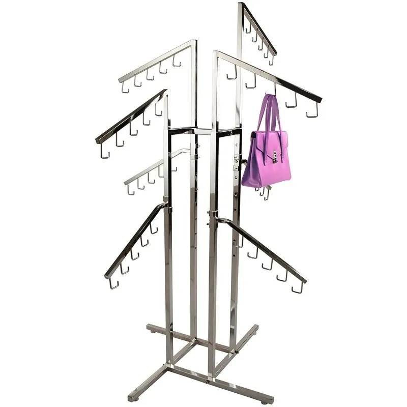 Rack – Heavy Duty Commercial Grade Chrome Handbag Rack, 8 Adjustable Height Slant Arms,, Customized
