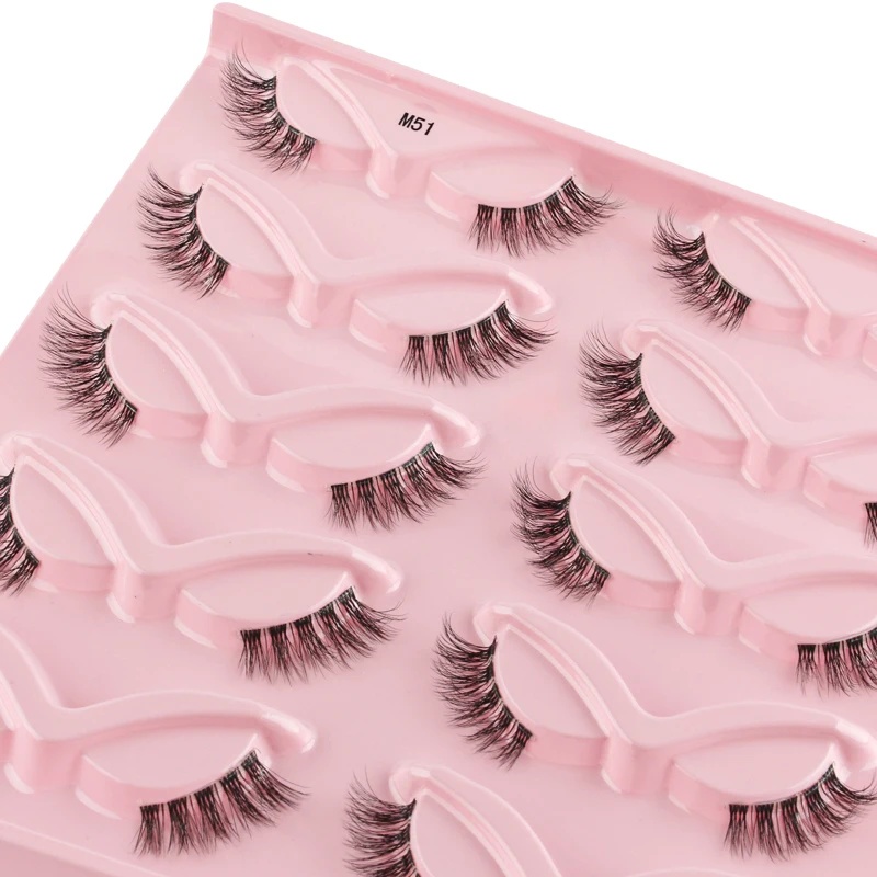 Hot 10 Pairs False Eyelashes Cat Eye Mink Half Lashes Natural Fluffy Wispy Fox Eyelashes Extension Eyes Makeup Faux Cils in Bulk