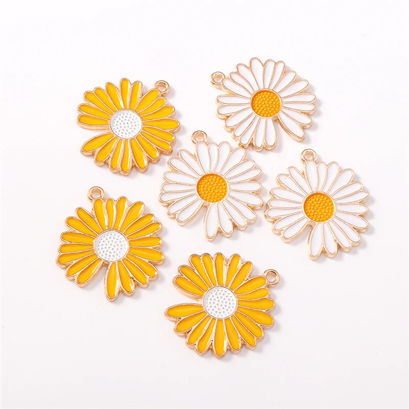 

Duarte 20Pcs/Lot Cute Enamel Daisy Flower Charms Pendants for Jewelry Making DIY Drop Earrings Necklaces Bracelets Accessories