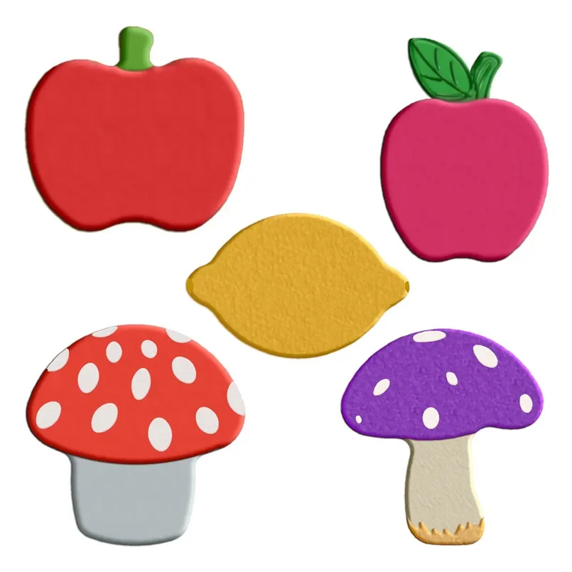 Cartoon Fruits,Long Short Head Mushroom Big Little Apple Lemon,Plastic Mold,Cake Fondant Tools,Cookie Sushi and Fruits Cutters