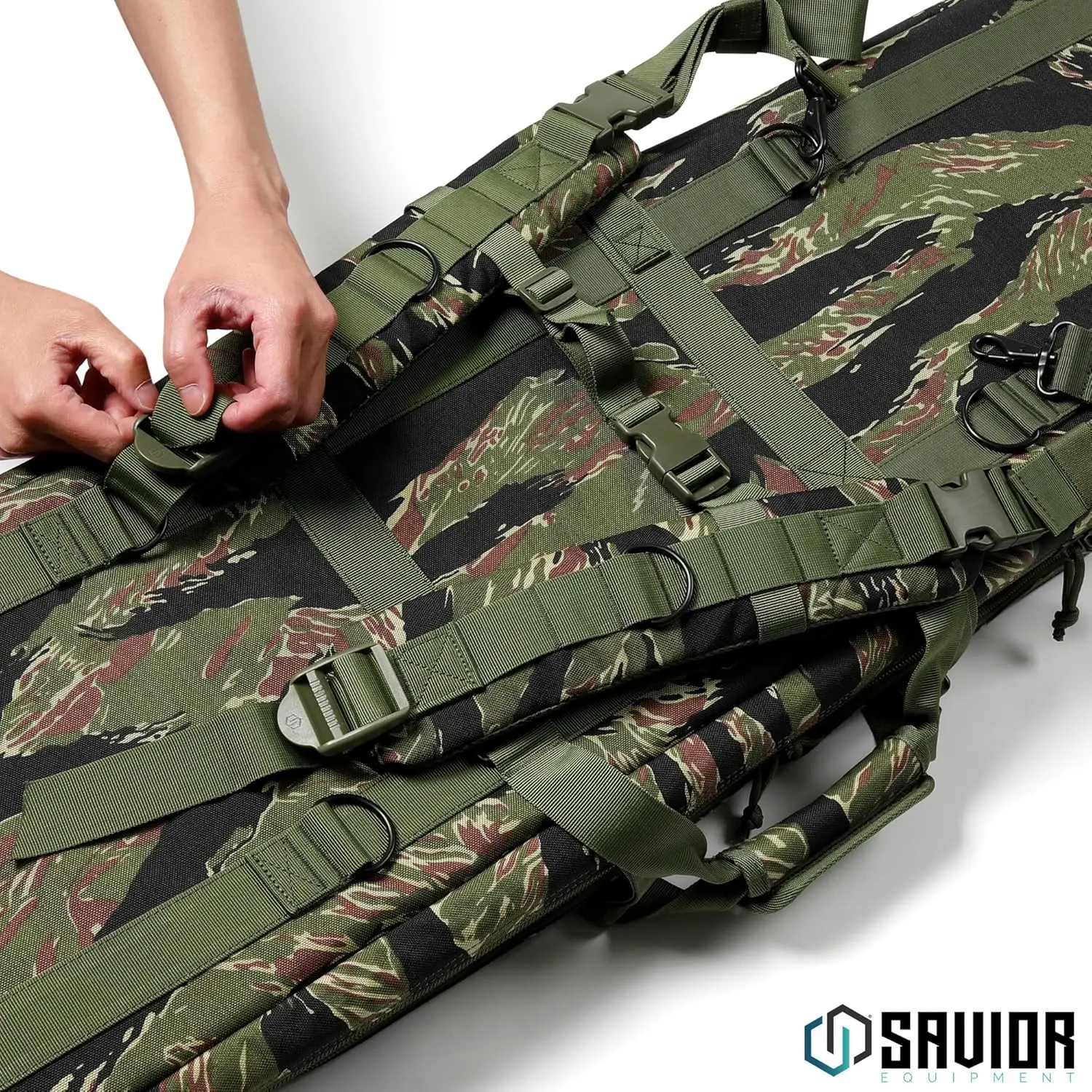 

American Classic Tactical Double Long Gun Bag Pistol Transportation Case w/Backpack Strap, 46 Inch Tiger Stripe