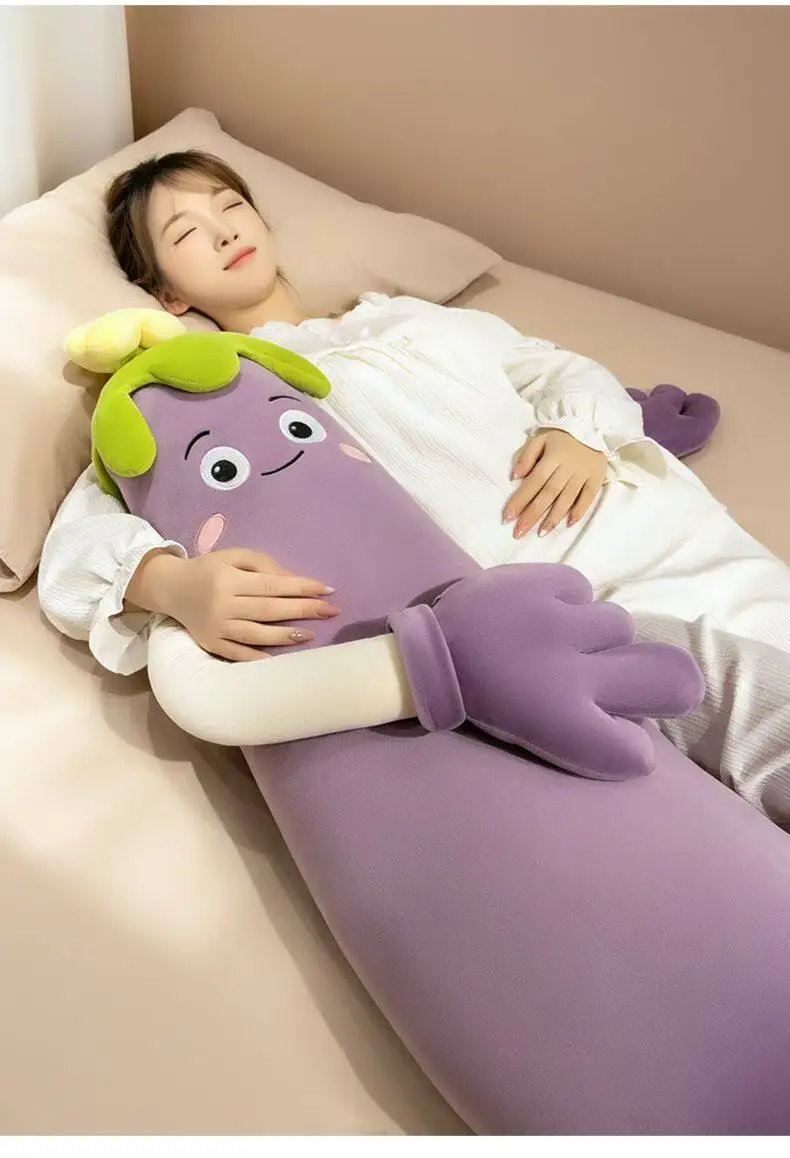 Broccoli Eggplant King Sleep Pillow Heated Pat Hug Pillow Plush Toy Patting And Soothing Eggplant Sleep Accompany Comfort Gift
