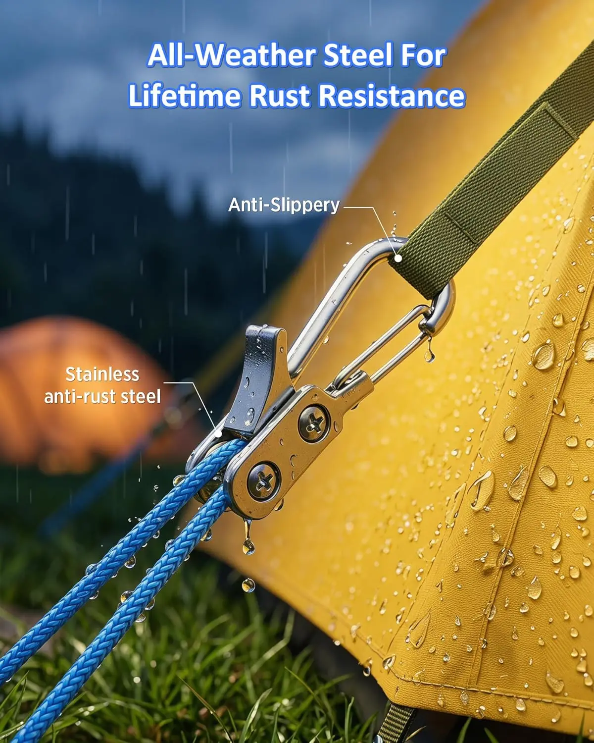 Seilspannwerkzeug & Spanner, Hochleistungs-Zurrgurt für Camping, Planen, Hängematten, Bootfahren & Outdoor-Ausrüstung. – Detail 4