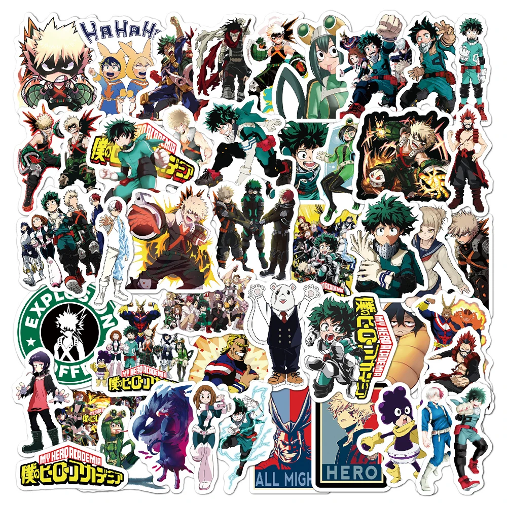 10/30/50pcs My Hero Academia Stickers Deku Uraraka Anime Sticker Laptop Skateboard Bike Phone Waterproof Characters Decals Toys