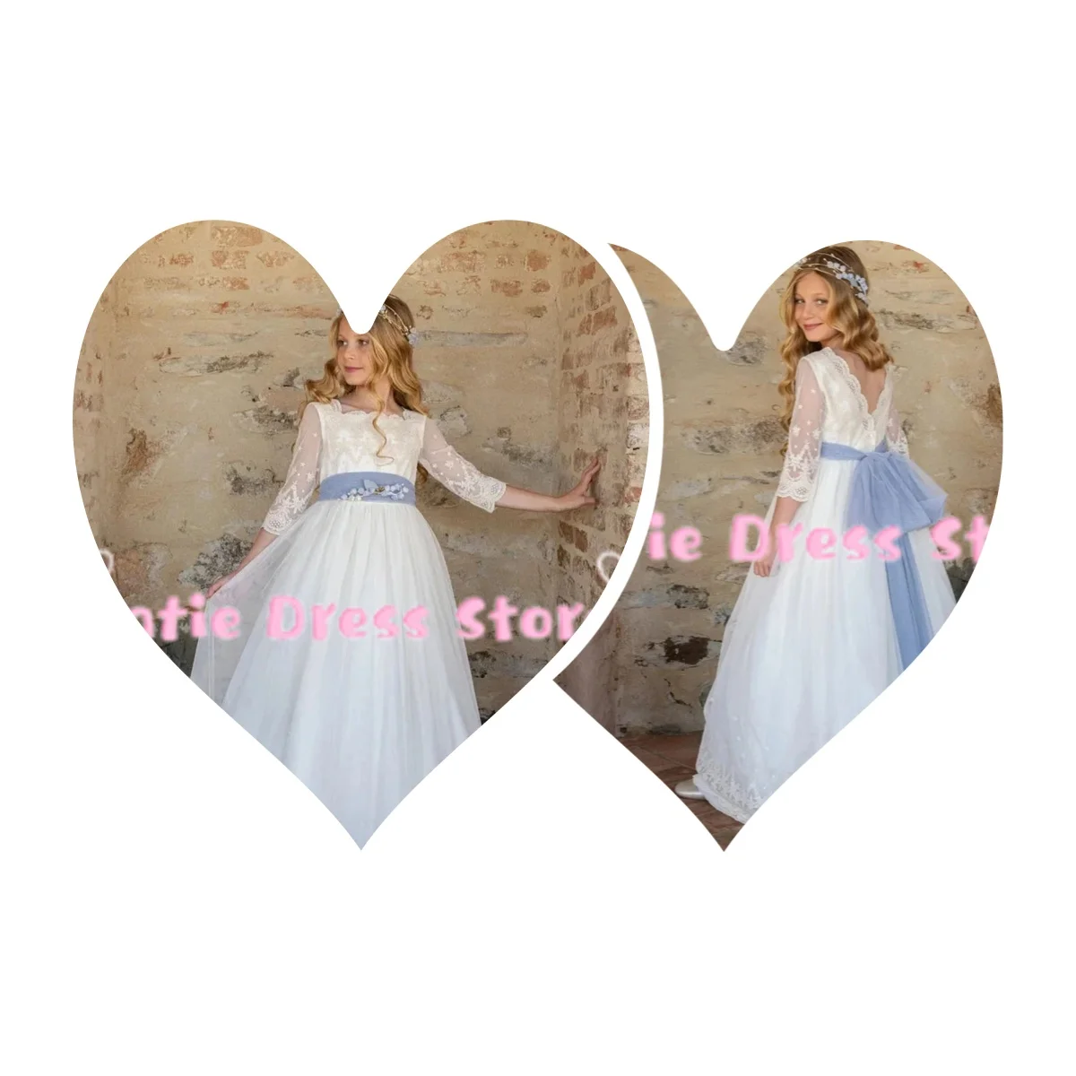 Elegant Flower Girl Dress For Wedding Tulle Applique With Bow Pincess Kids Birthday Party First Communion Ball Gowns Customized