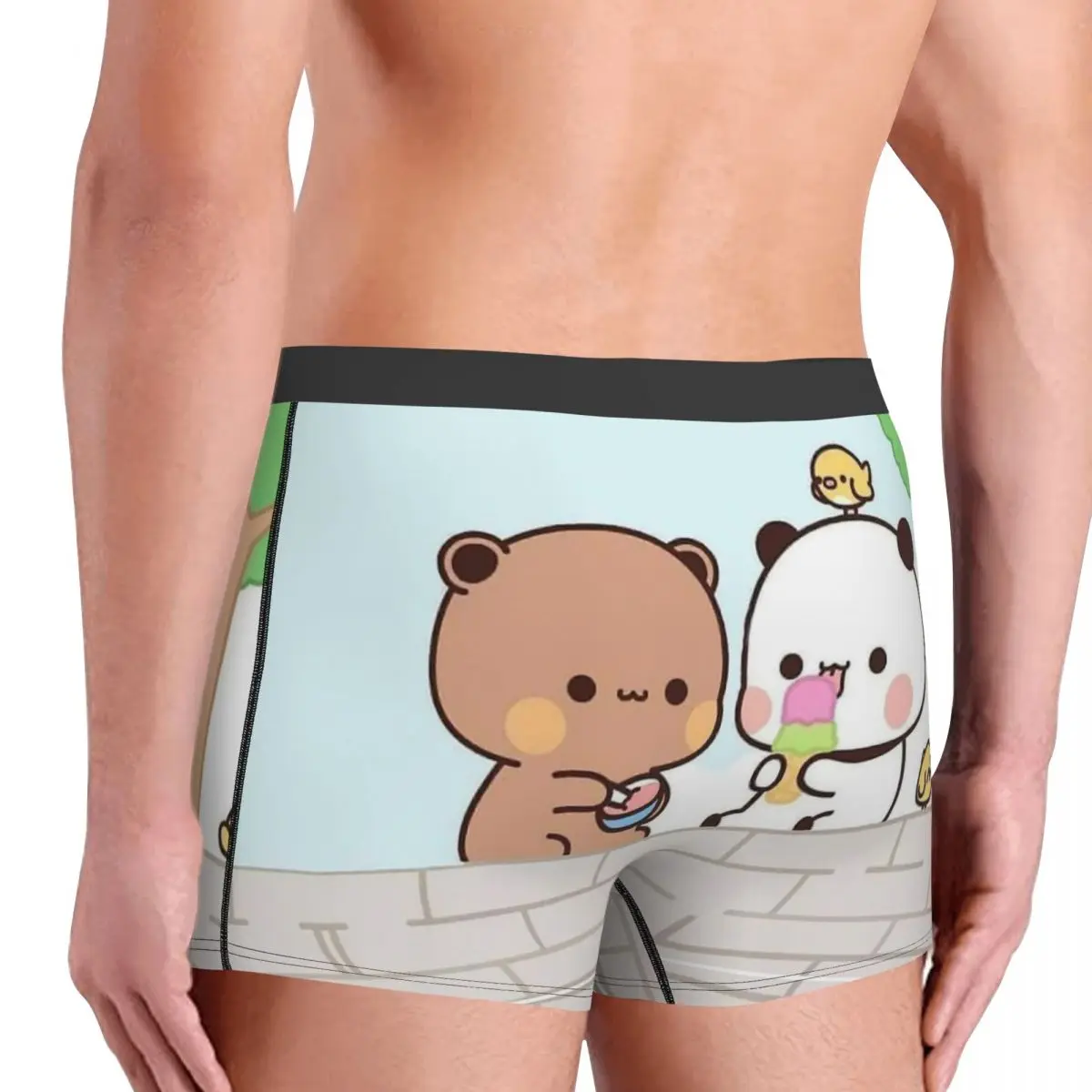 Peach Cat Cute Kawaii Mochi Cats Eating Icecream Underpants Cotton Panties Men\'s Underwear Sexy Shorts Boxer Briefs