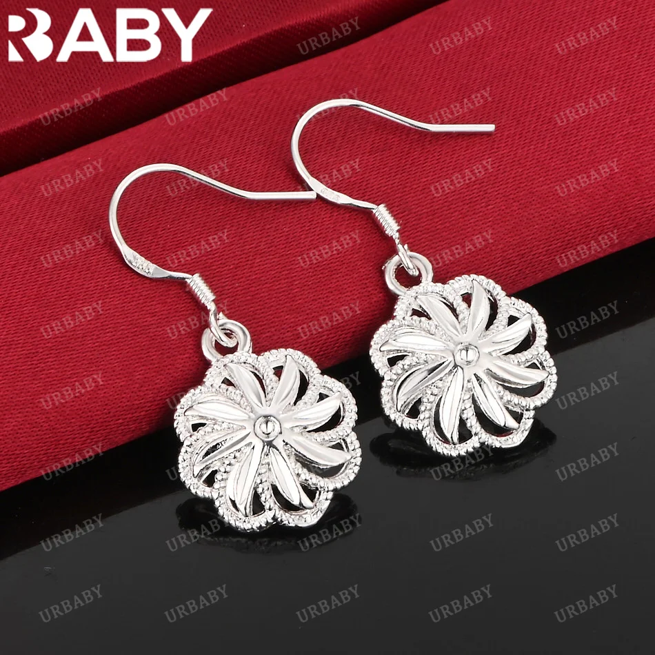 

URBABY 925 Sterling Silver Earrings Flowers Drop Earrings For Women Jewelry Fashion Party and Daily Wear