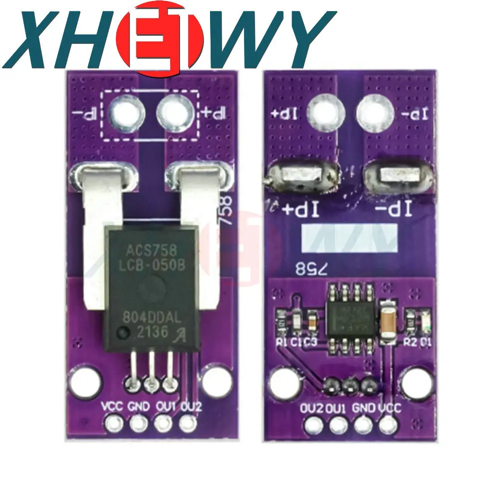 50A 100A 100B-PFF-T ACS758LCB-050B AC DC 3.3V-5V สำหรับเชื่อมต่อรุ่น Arduino RC แบบเส้นตรง