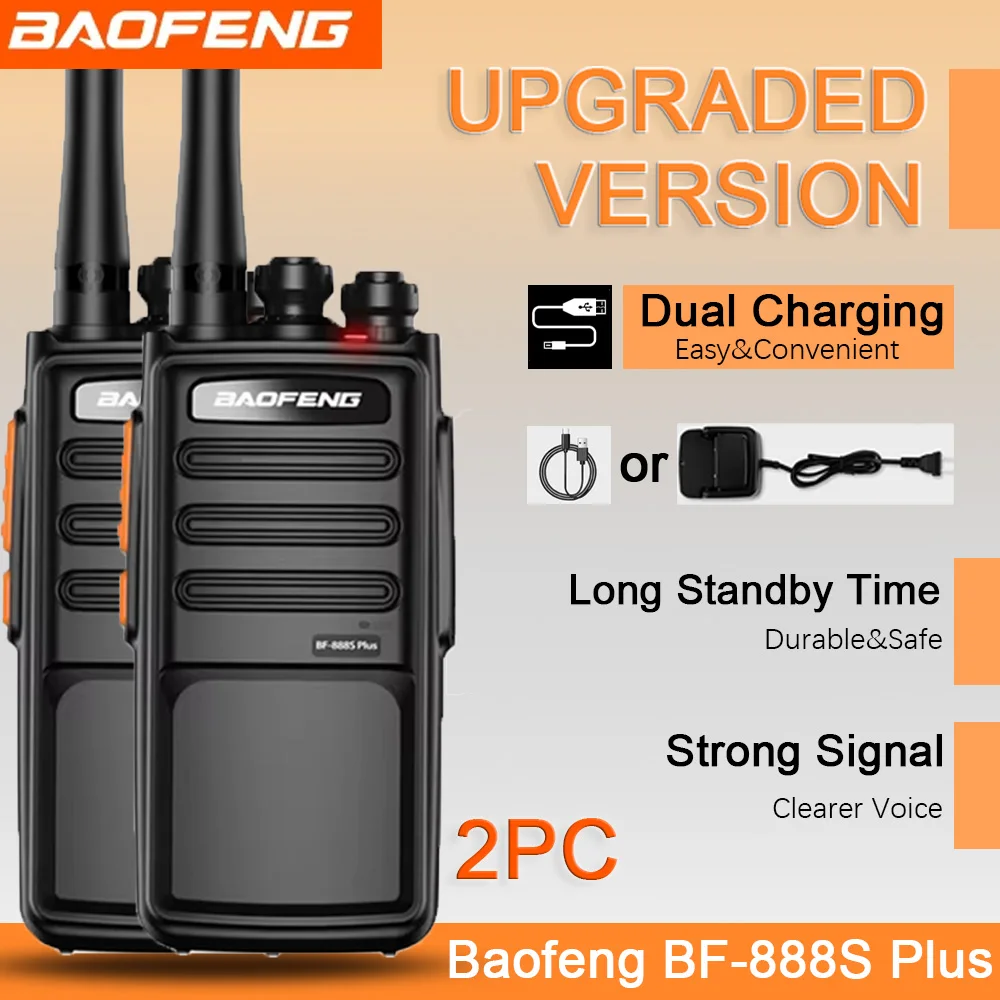 2 Stuks Walkie Talkie Baofeng BF-888S Plus เวอร์ชัน Verbeterde Tweingsradio 16ch Walkie-Talkie วิทยุ 'S Transceiver Uhf 400-