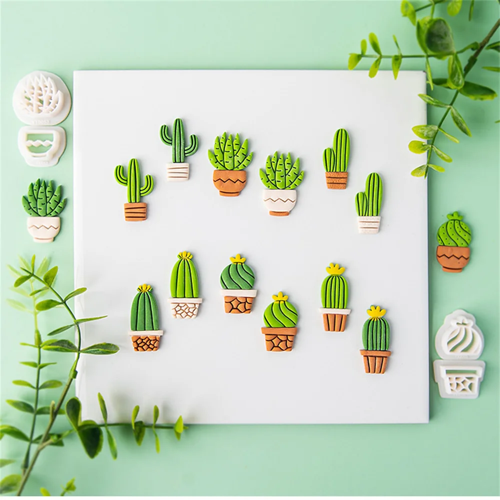 

New Green Plant Cactus Soft Pottery Polymer Clay Molds Clay Cutter For DIY Jewelry Ornament Pendant Pottery Earrings Making Tool