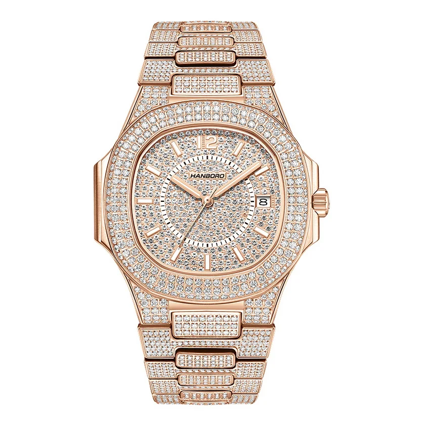 HANBORO Orologio automatico da uomo 38mm Orologio da polso meccanico quadrato Luminoso 5Bar Impermeabile Miyota 8215 Cassa in cristallo