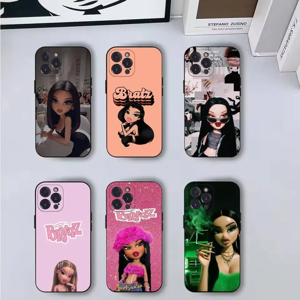 

Fashion B-Bratz Doll Phone Case Phone Case For iPhone 16,15,14,13,12,11,Pro,X,XS,Max,XR,Plus,Mini Soft Black Cover