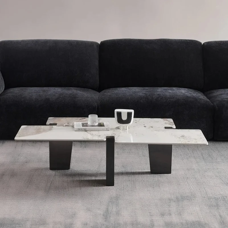 

Italian Rock Slab Coffee Table Light Luxury Modern Marble Art Sense Special-shaped Coffee Table Table Basse Ronde Marbre