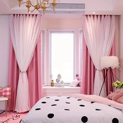 Pink Star Curtains for Girls Bedroom High Blackout Curtains Grommet Double Layer Sheer Overlay for Kids Room Decor Princess Star