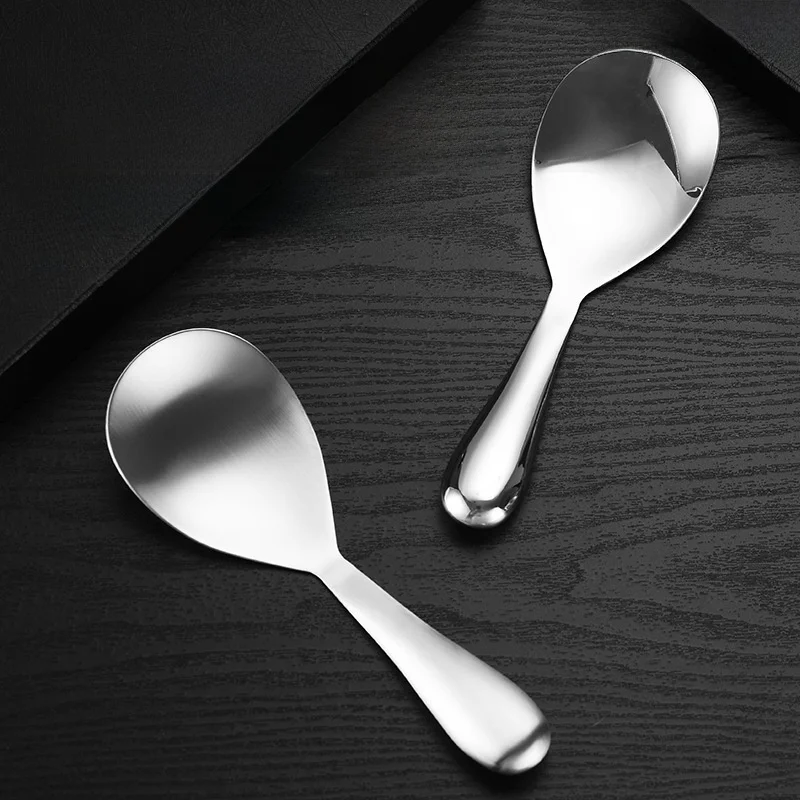 Thickened 304 Stainless Steel Rice Spoon Premium Large Soup Spoon Home Use Rice Spoon Non-stick Meal Spoon Serving Spoon
