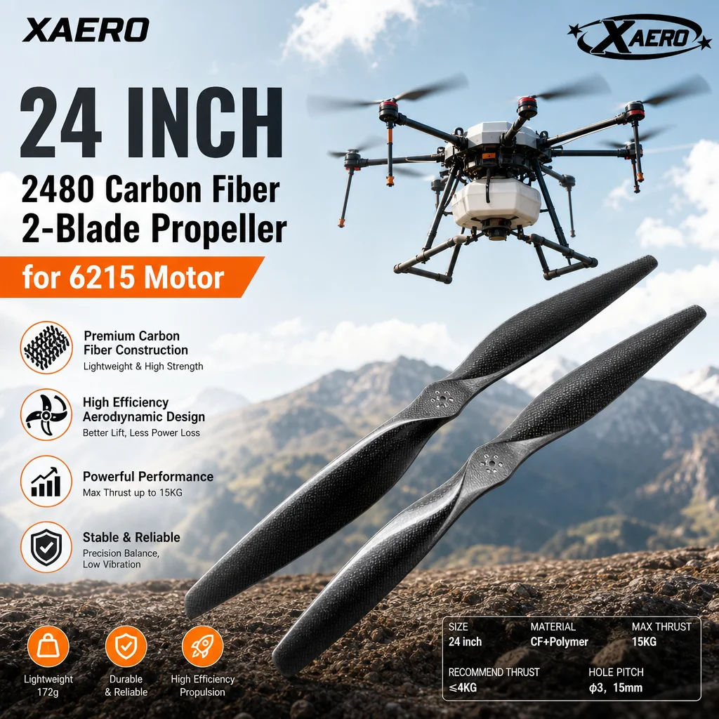 XAERO 24 inch 2480 Carbon Fiber 2-Blade Propeller for 6215 Motor