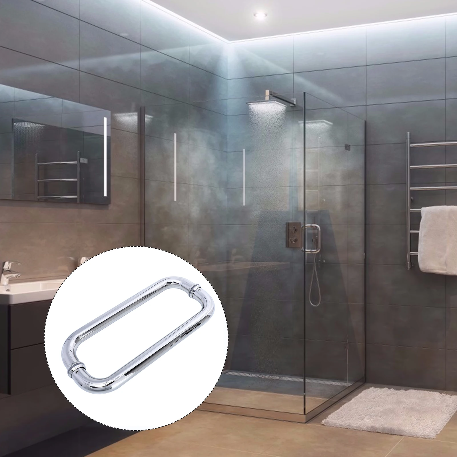 

Stainless Steel Glass Handle Durable Smooth Surface Modern Design Safe Grab Bar For Shower Toilet Bathrooms Durable Door Pulls