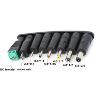 Universal 5.5mmx2.5mm 4.0x1.7 3.5x1.35mm 4.8x1.7mm DC male female terminal Power Adapter 8 Tips Connector for PC Laptop Plug J17