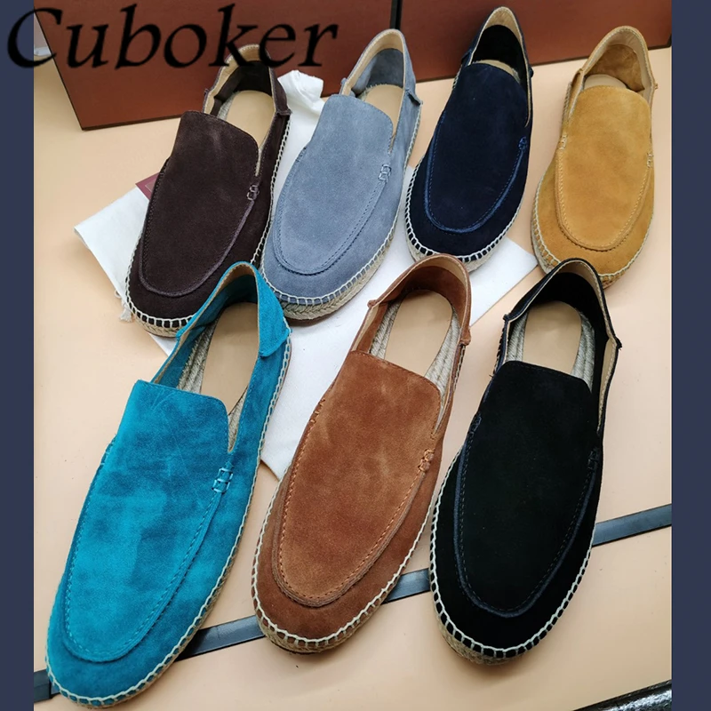 Brand Designer Men Flat Causal Loafers Rattan Weaving Sole Male Slip On Mules Spring Summer Open Walking Comfor Shoes For Men