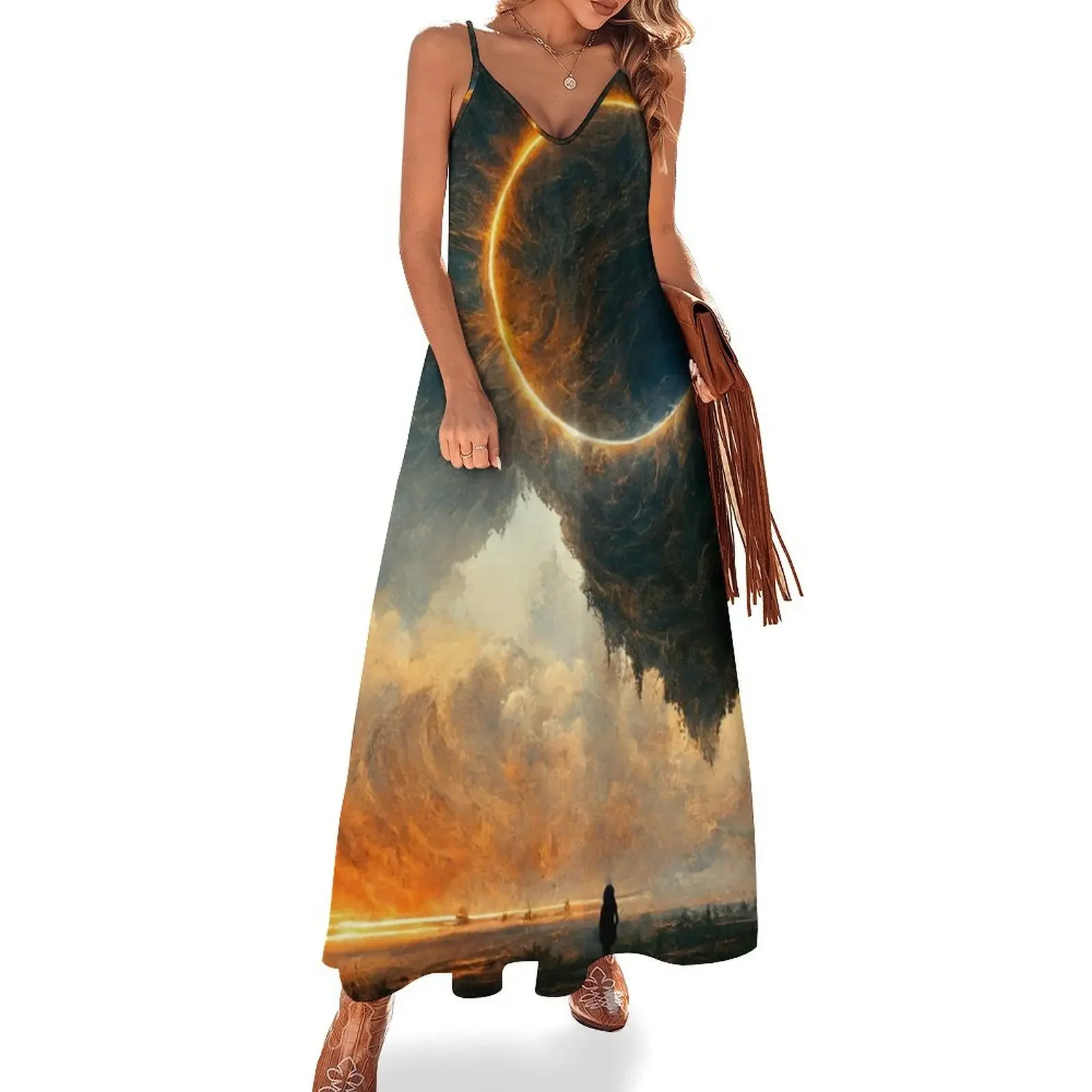 

Epic solar eclipse Sleeveless Dress african dresses for woman prom dresses 2024 women long dresses women's summer jumpsuit