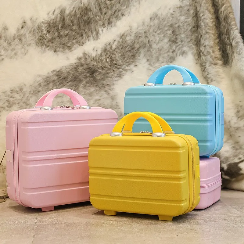 

Mini Suitcase Portable Cosmetic Case 14 inch Suitcase Small Mini Travel Bag Korean Version Solid Color Storage Anti-scratch