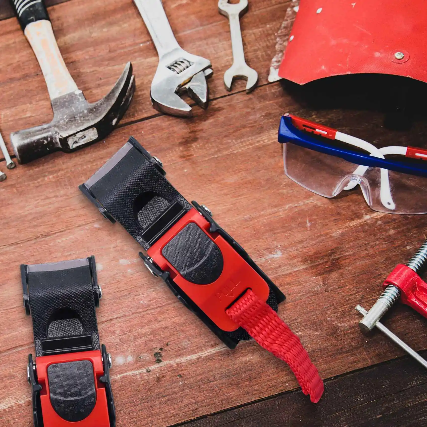 플라스틱 오토바이 헬멧 스피드 클립 턱 스트랩, 퀵릴리즈 풀 버클, 블랙 + 레드, 3x, 신제품