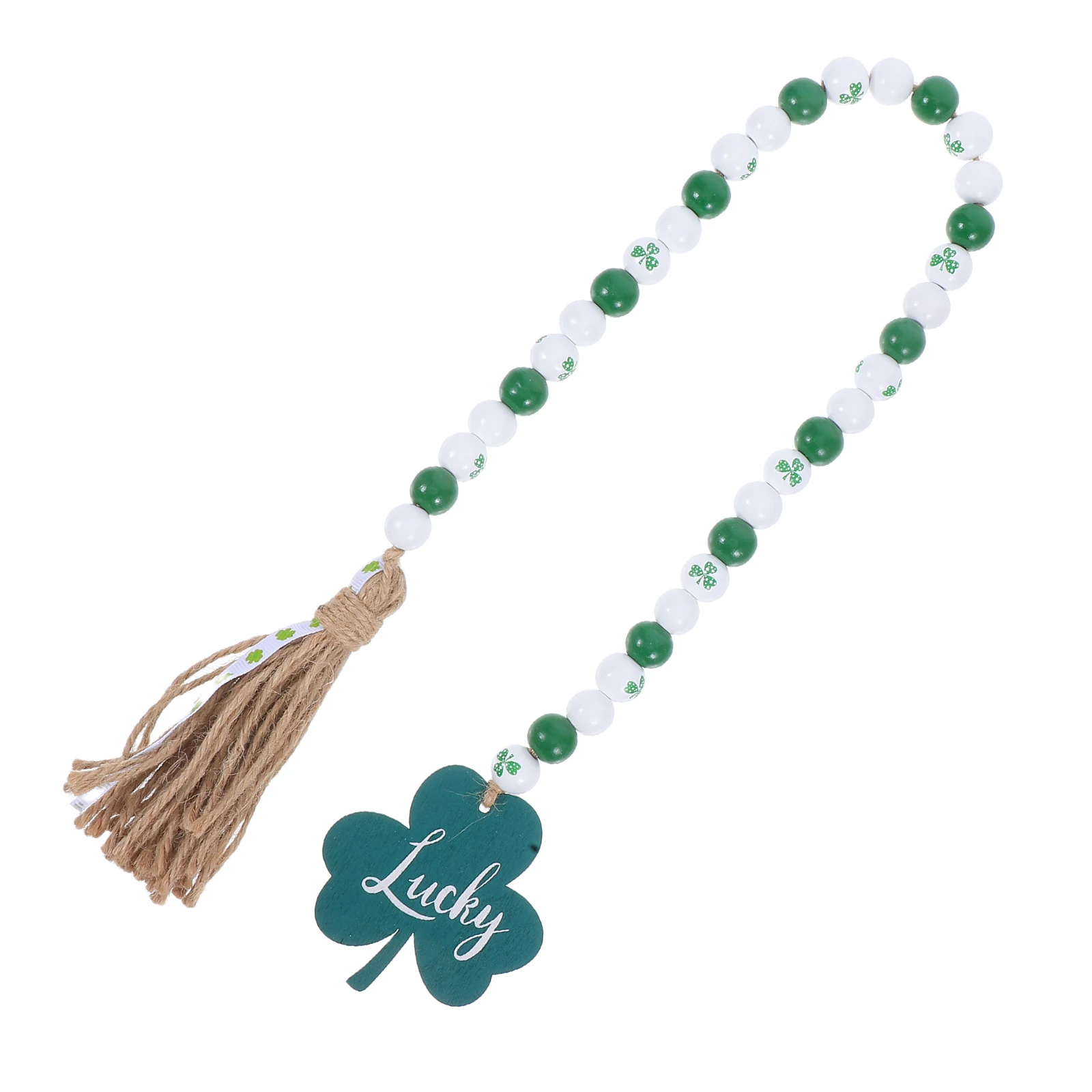 

Wooden Bead Garland Tassels Lightweight for Living Room Study Hotel St Patrick's Day Decor Farmhouse Wooden naments Home