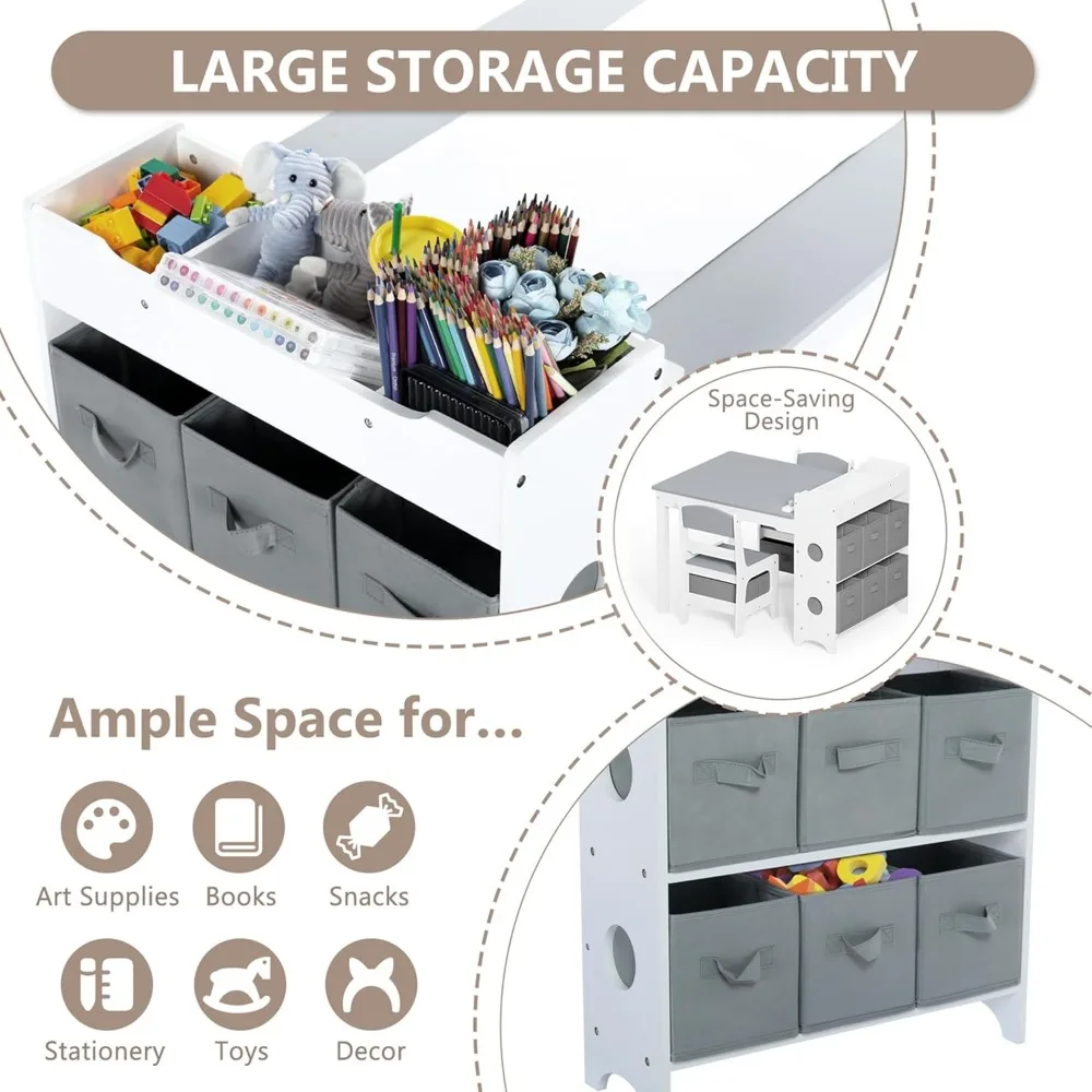 طقم طاولة وكرسي فني خشبي للأطفال الصغار - مثالي للرسم والقراءة والدراسة والصياغة واللعب