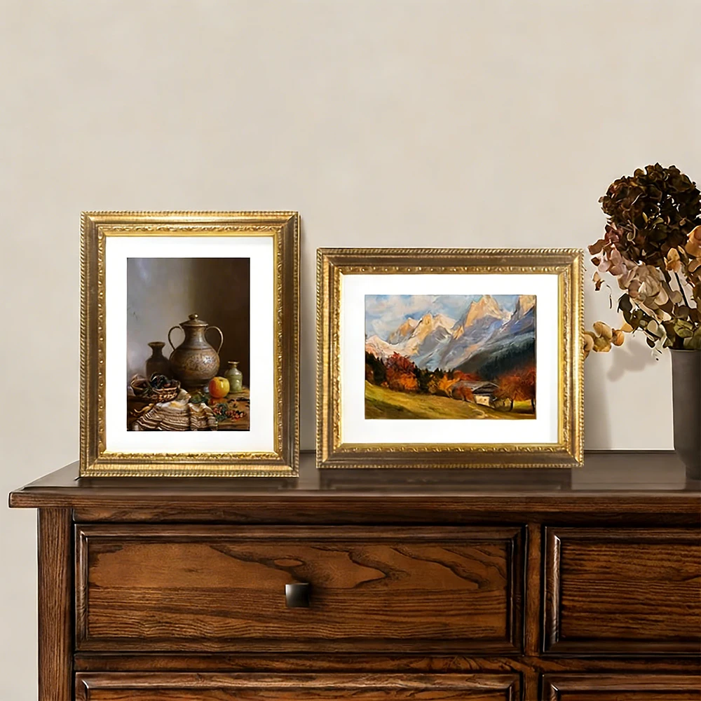 Vintage Gold Color Picture Frame Multi-Size Photo Frame Office Tabletop Display for Paintings Artwork Posters 4x6 Picture Frames