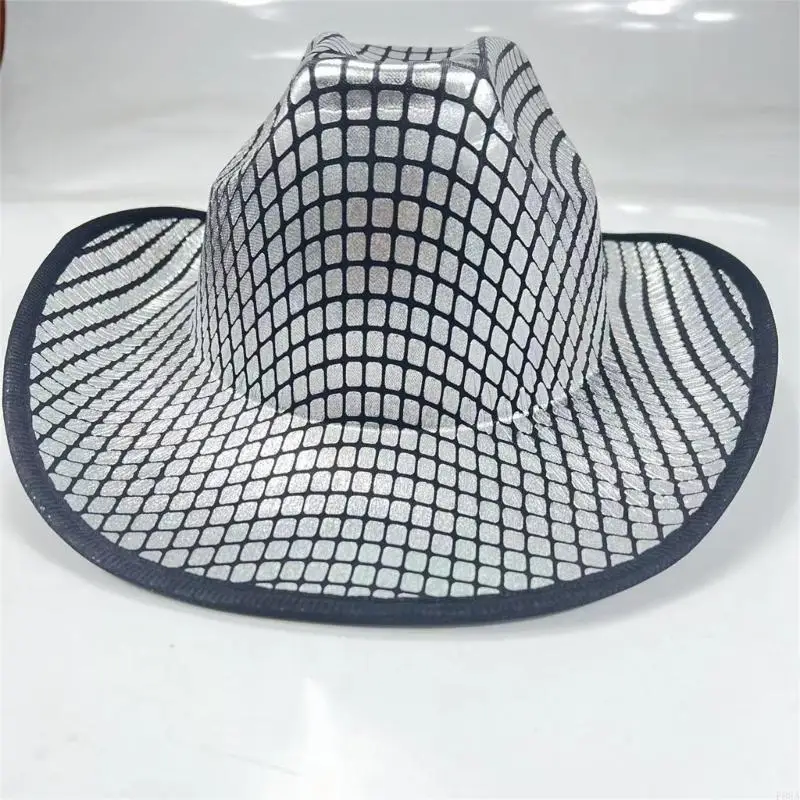قبعة رعاة البقر P88A ديسكو ذات مرآة لامعة متعددة الاستخدامات للرجال والنساء والمطربين الكوميديين #5