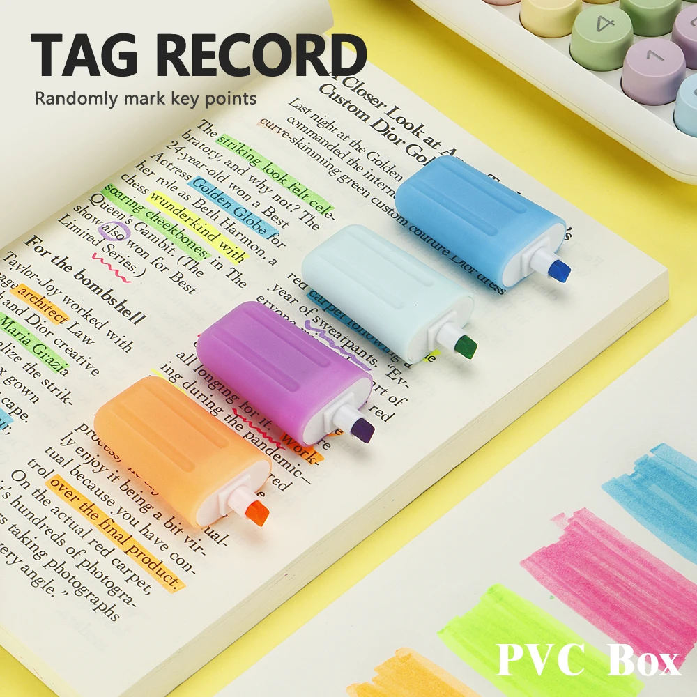 6 ألوان فسفورية لطيف الآيس كريم شكل معكرون الألوان غير نزيف للدراسة اجتماع ملاحظات مكتب اللوازم المدرسية القرطاسية