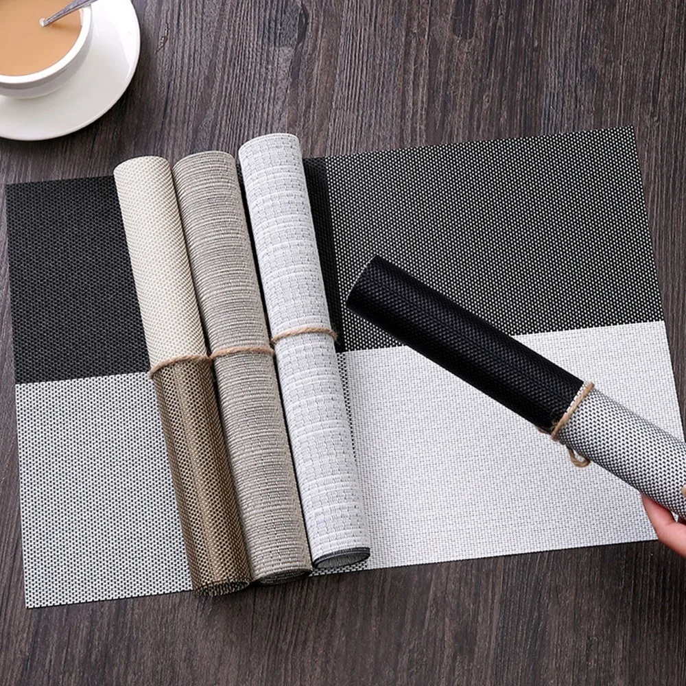 6Pcs PVC Placemat Good Heat Resistance Smooth Surface Dining Table Pad Flexible Anti Slip Flat Base Tableware Mat Restaurant