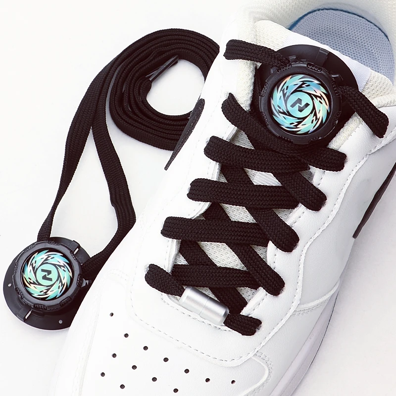 Automatische Schnürsenkel ohne Schnürsenkel mit drehbarer Schnalle für Freizeit-Sneaker – einfache, flache Schnürsenkel zum Hineinschlüpfen für Erwachsene und Kinder